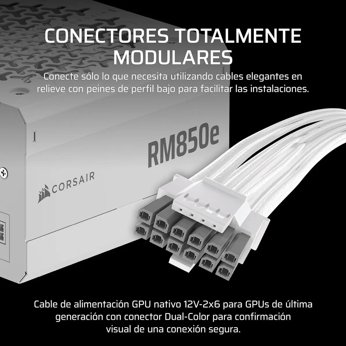 Fuente PC Certificada Corsair Rm850e Whitye 80+ Gold Modular 850W — foto 3