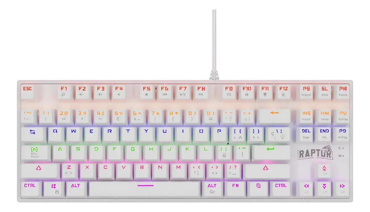 Periféricos Teclado Gamer Raptor Fireclaw M87 White Switch Red Mec-87-W — foto 2