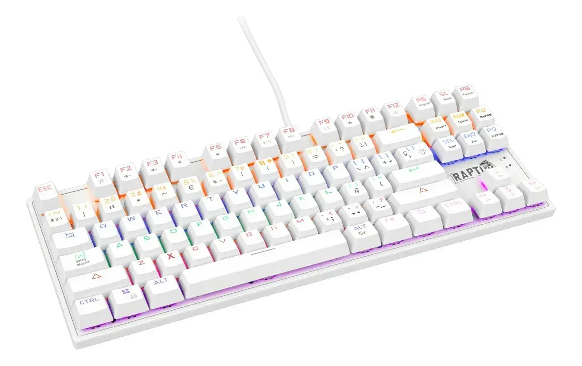Periféricos Teclado Gamer Raptor Fireclaw M87 White Switch Red Mec-87-W