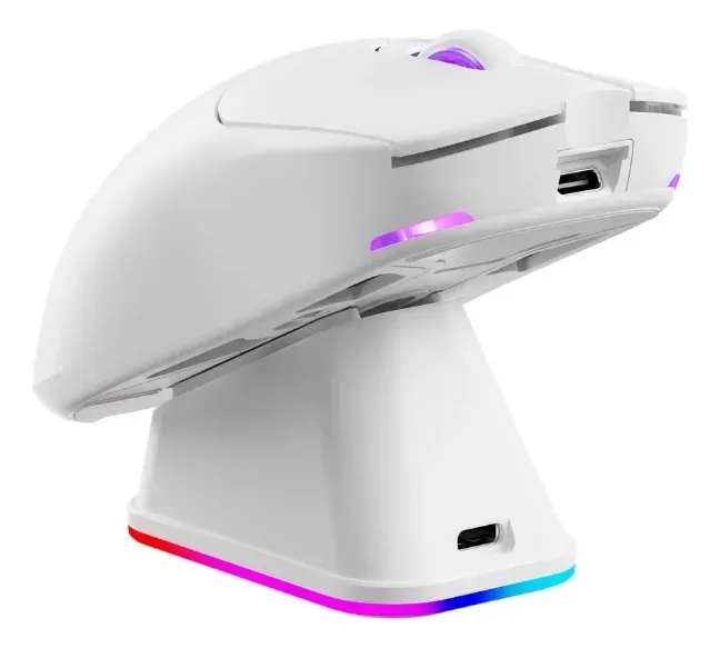 Periféricos Mouse Gamer Raptor Storm Wireless C/B Cargador 24K DPI White PixArt3311