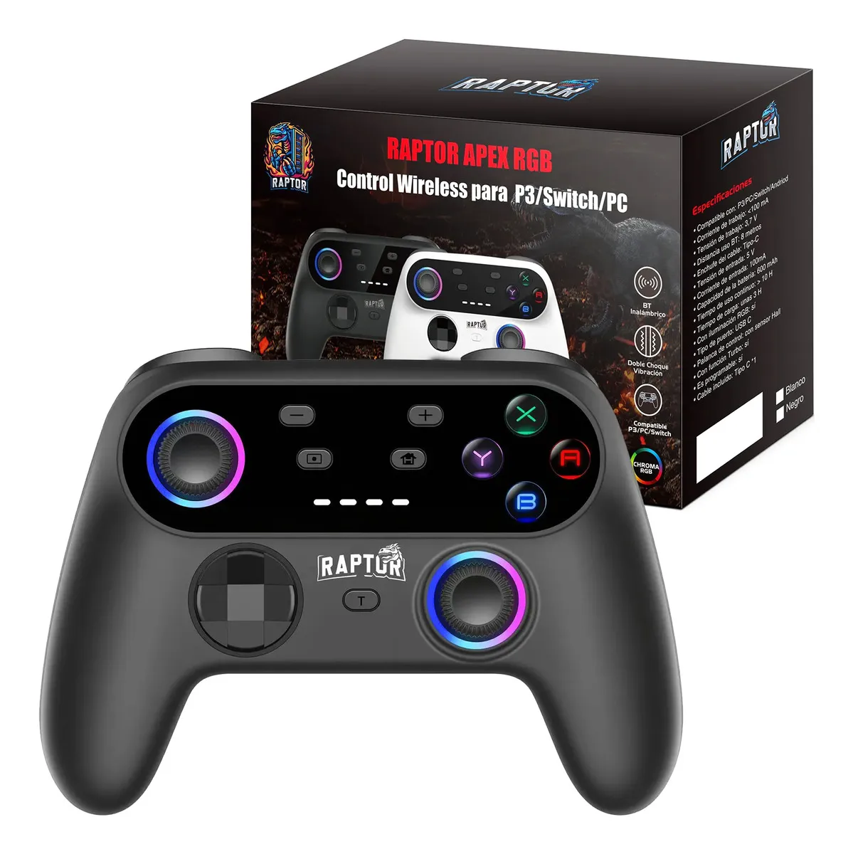 Joystick Inalambrico Pc Consolas Celu Raptor Apex Black Negro — foto 5