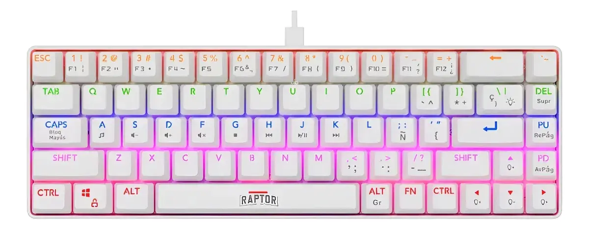 Periféricos Teclado Gamer Raptor Fireclaw M68 Switch Red White