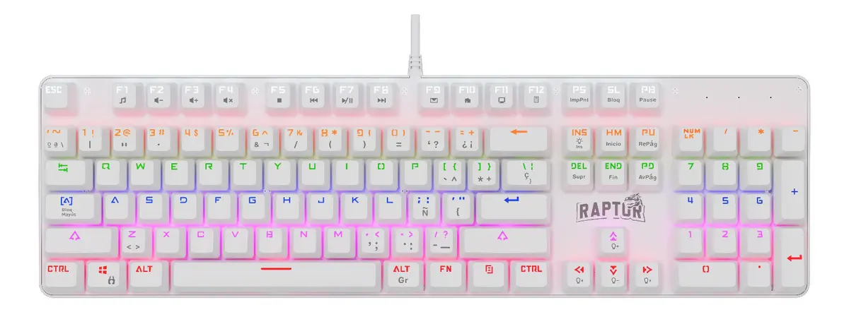Periféricos Teclado Gamer Raptor Mecanico Red Outemu White M104
