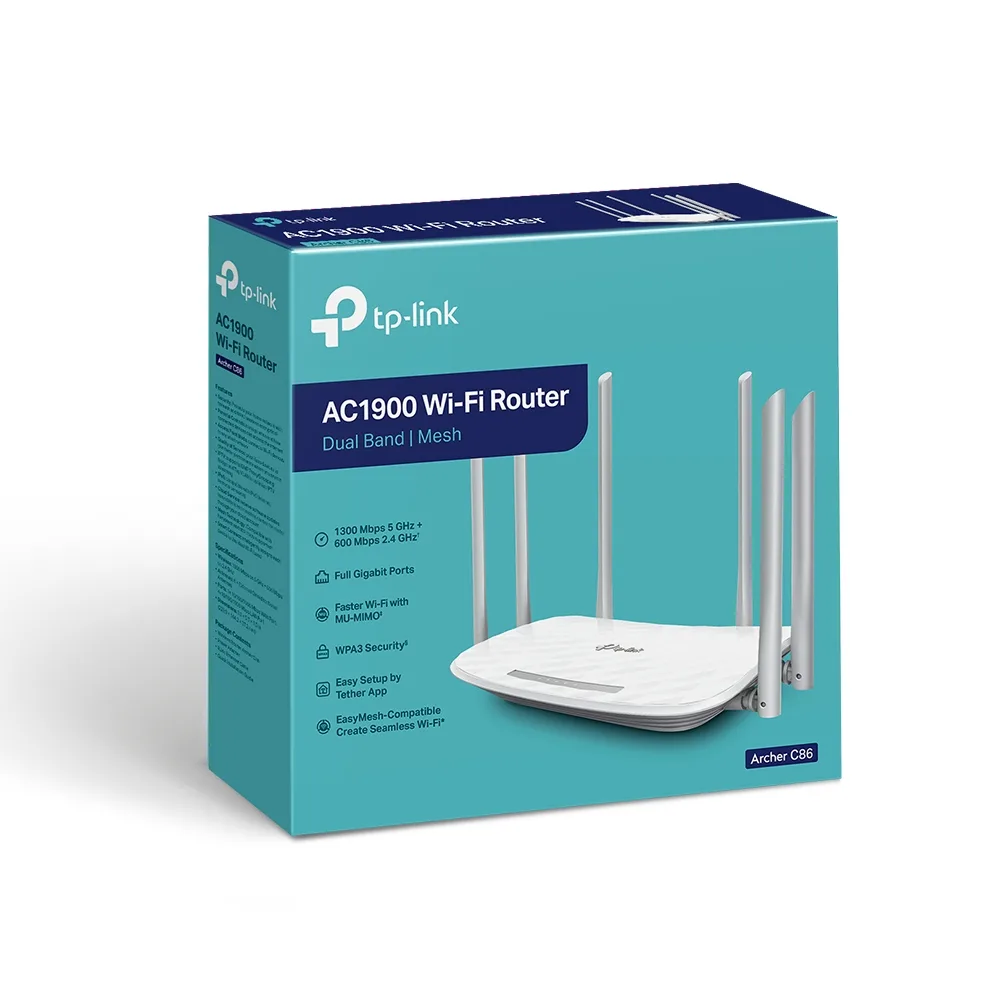 WiFi Router Dual Band Tp-Link 6 Antenas AC1900 1300Mbps + 600Mbps Archer C86