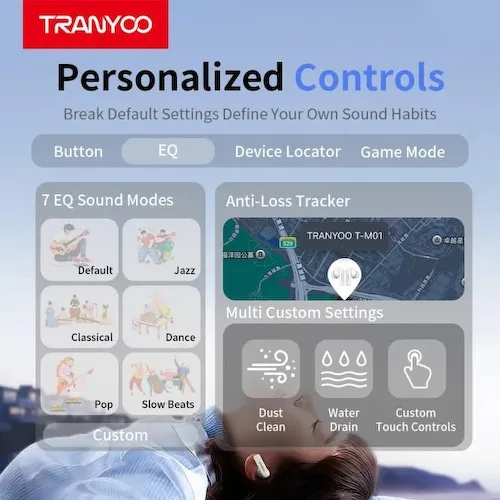 Auricular Bluetooth Tranyoo Bass Black T-M01