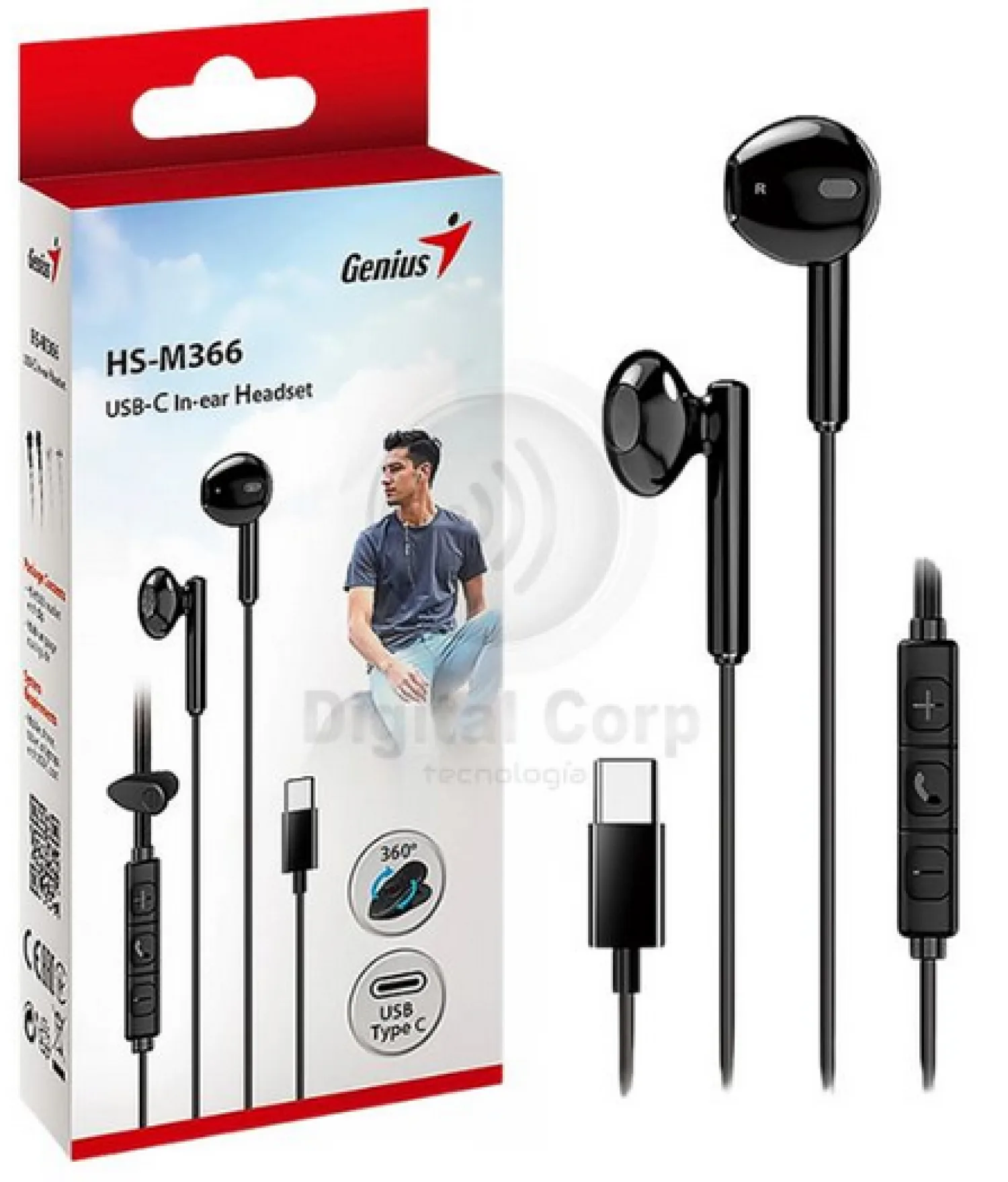 Auricular Genius Hs-m366 Black Usb C