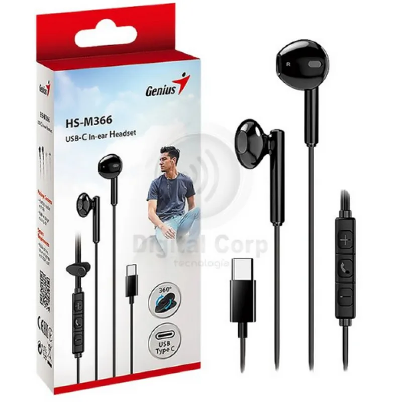 Auricular Genius Hs-m366 Black Usb C